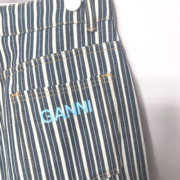 NWT Ganni Mixed Striped Denim Pants Size 26 - Picture 11 of 13